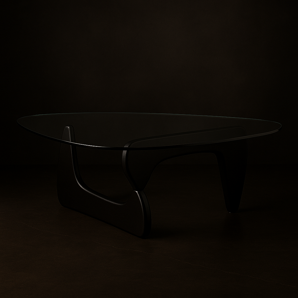 Noguchi-Style Sculptural Coffee Table — Tempered Glass Top