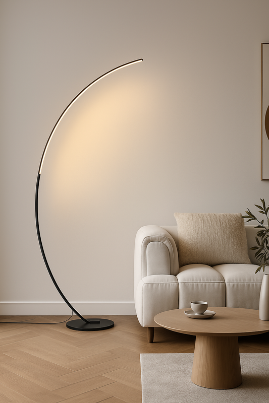 Modern Arched LED Floor Lamp – 64" with Adjustable Brightness & Color Temperature