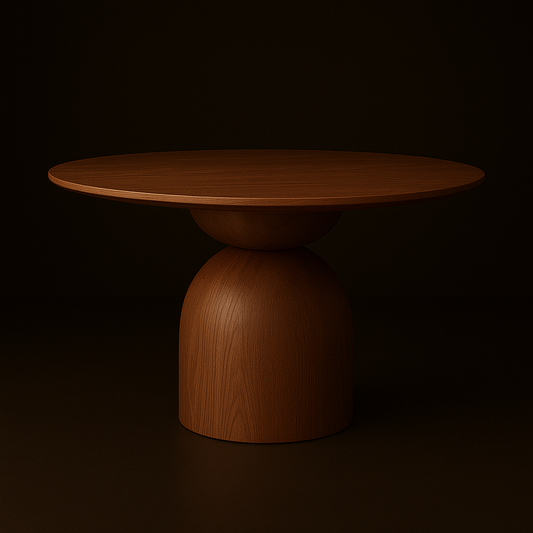Modern Round Pedestal Dining Table with Sculptural Base