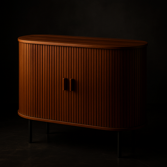 Arlo Mid-Century Tambour Door Sideboard — Walnut Finish