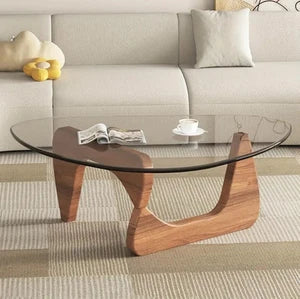 Noguchi-Style Sculptural Coffee Table — Tempered Glass Top