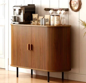 Arlo Mid-Century Tambour Door Sideboard — Walnut Finish
